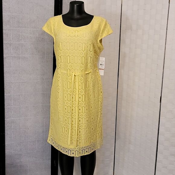BRAND NEW R&K HIDDEN ZIPPER CLOSURE ROUND NECKLINE SHEATH LACE DRESS - Picture 13 of 15